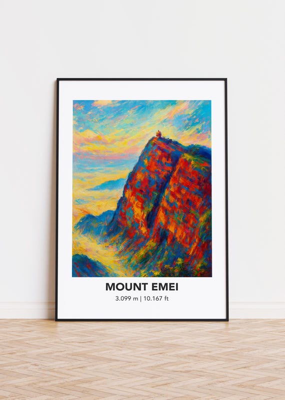 Mount Emei Mountain Art Print Modern Oil Painting Style Poster