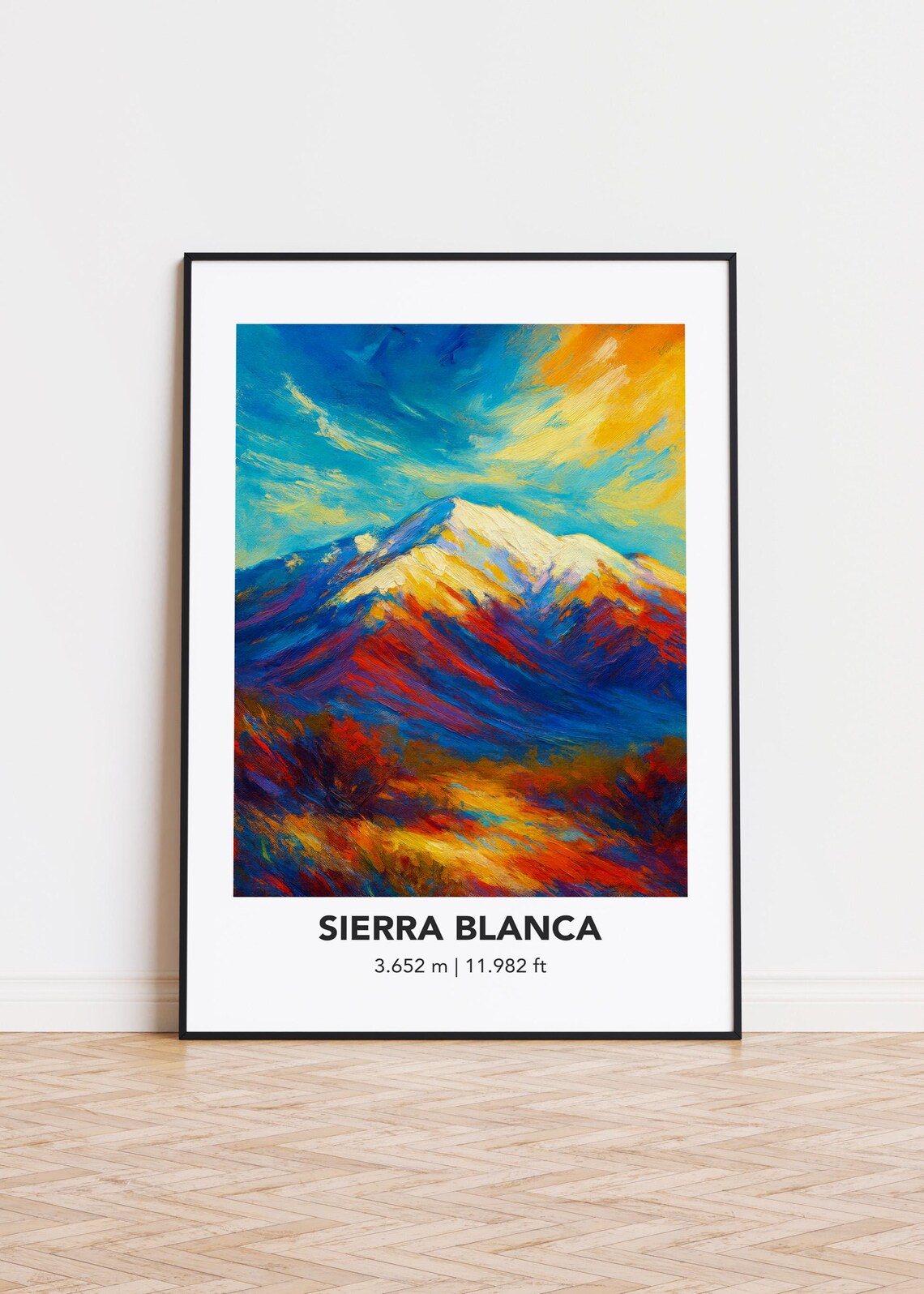 Sierra Blanca Snow Mountain Peak Colorful Sunset Oil Painting Poster