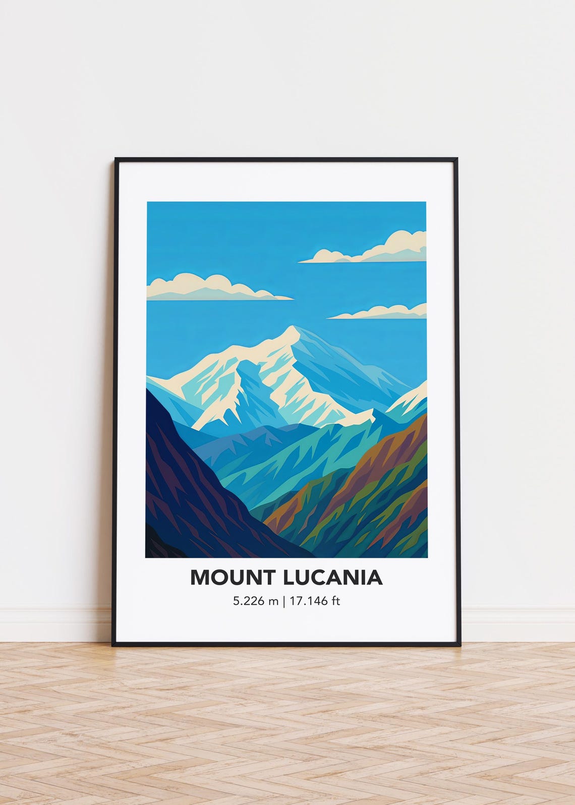Mount Lucania Snowy Summit Above Green Alpine Ridges Art Poster