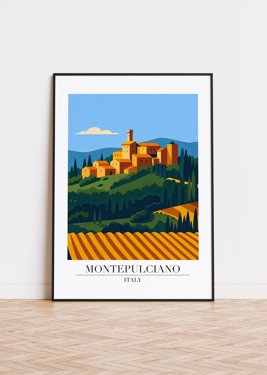 Montepulciano Italy Skyline Silhouette Poster