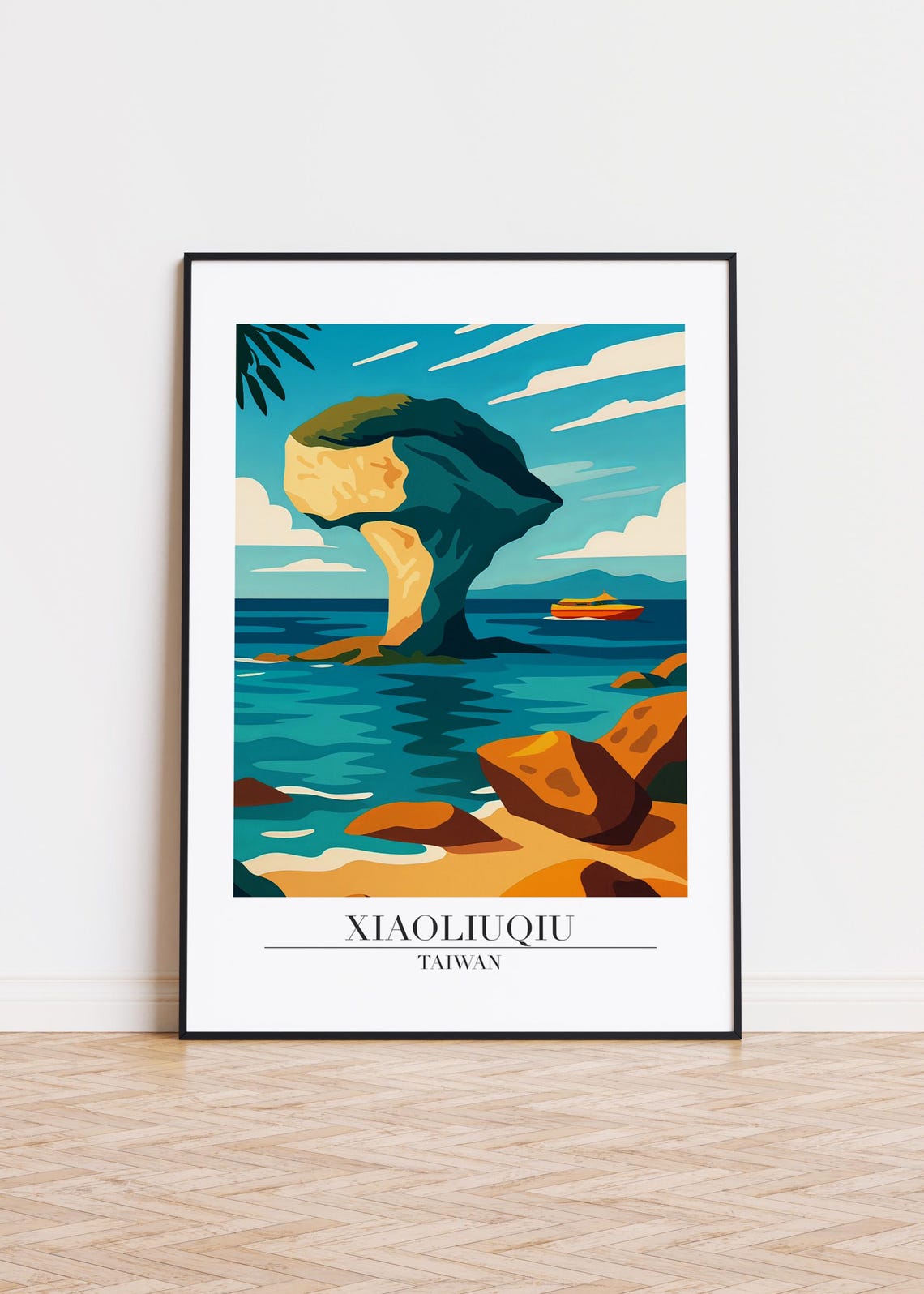 Xiaoliuqiu Taiwan Vase Rock Beach Illustration Travel Poster