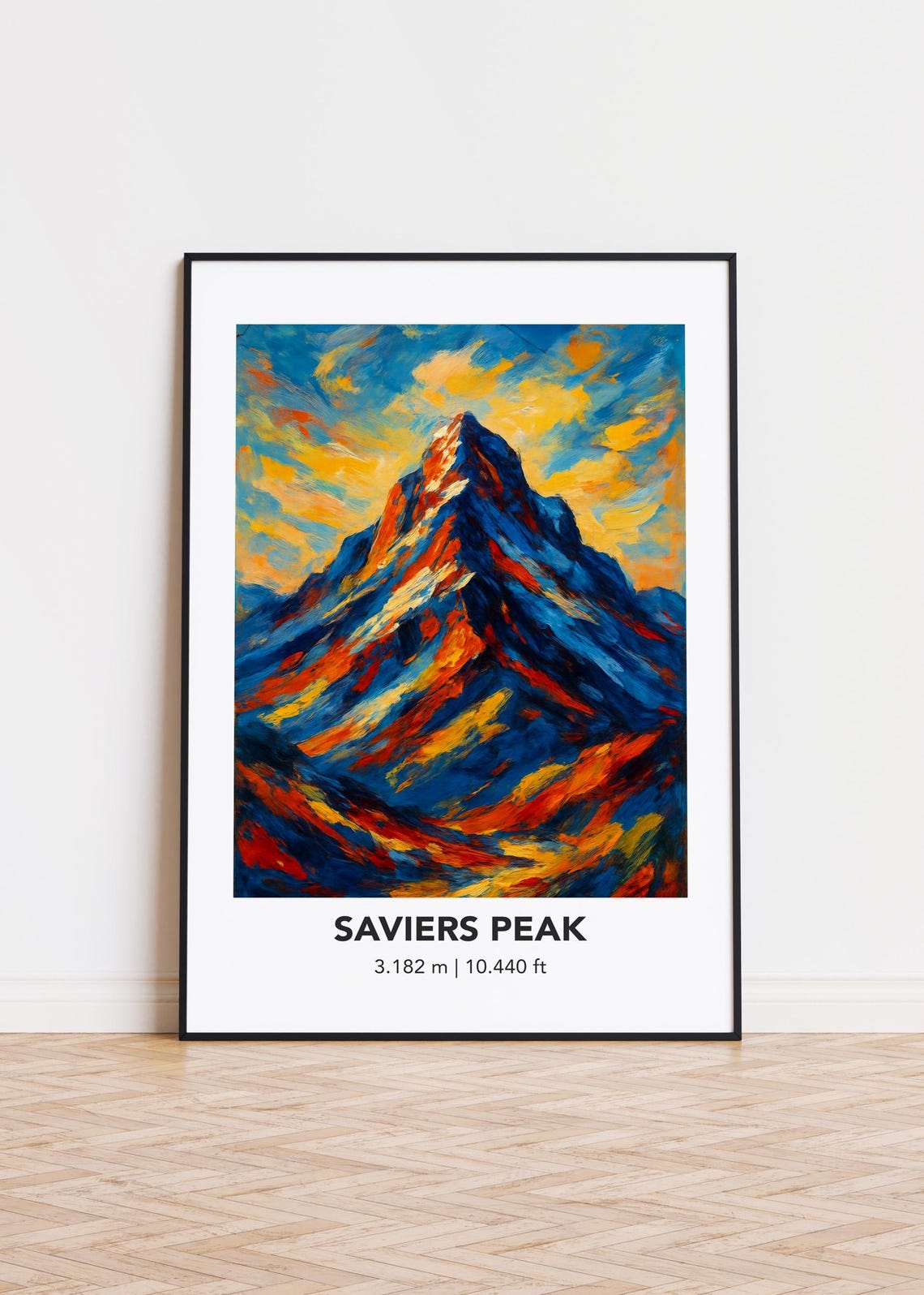 Saviers Peak Bold Oil Painting Mountain Sunset Landscape Poster