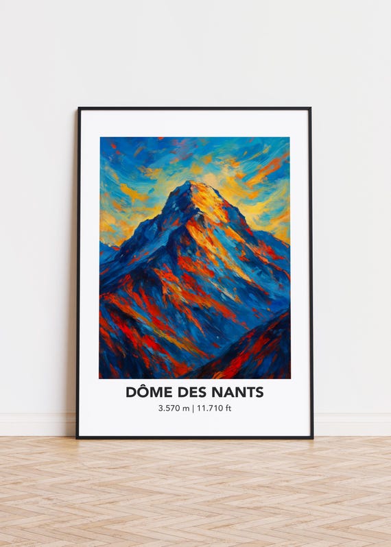 Mountain Art Print Dme Des Nants Modern Oil Painting Style Poster