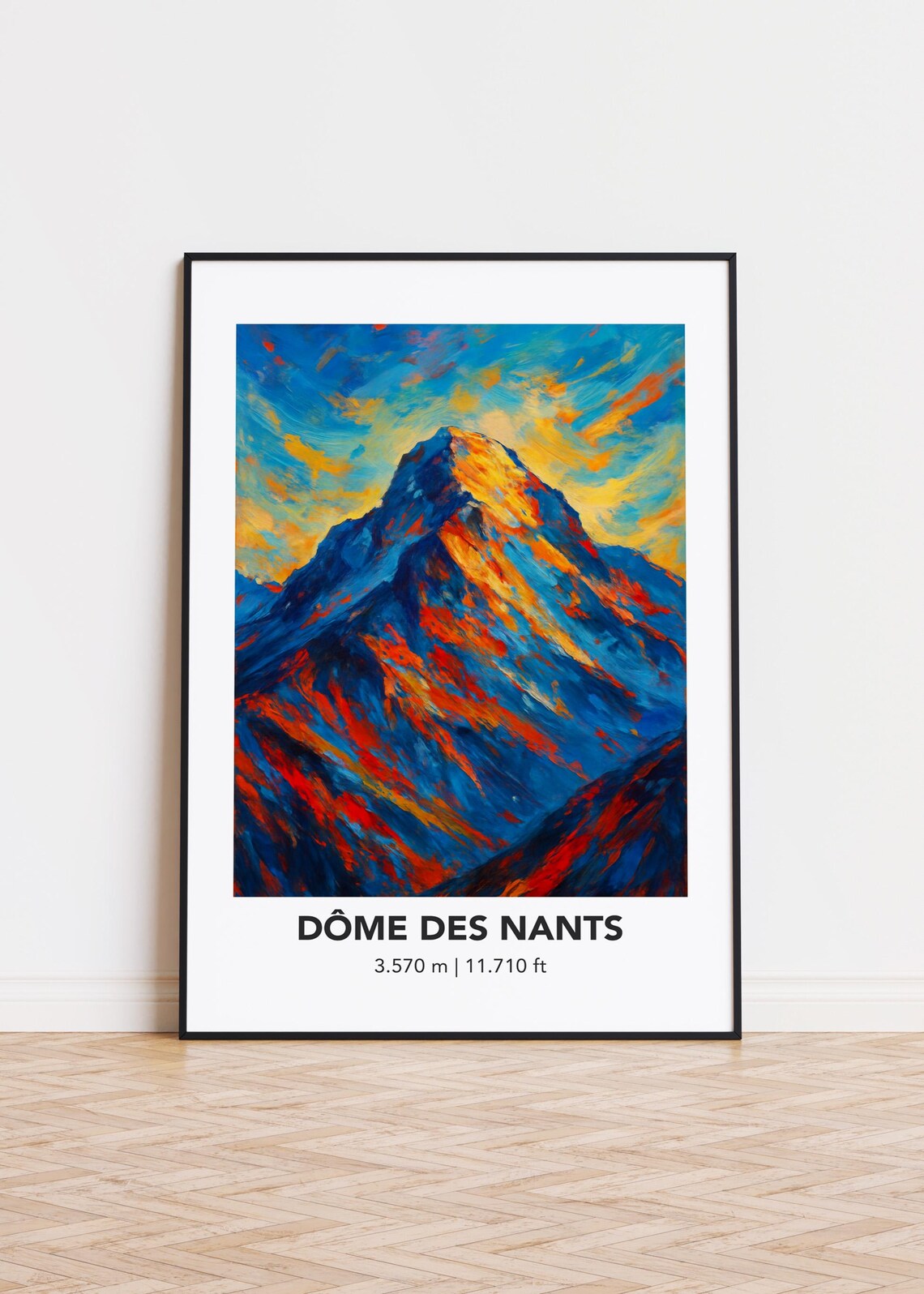 Dome Des Nants Peak Mountain Colorful Oil Painting Travel Poster