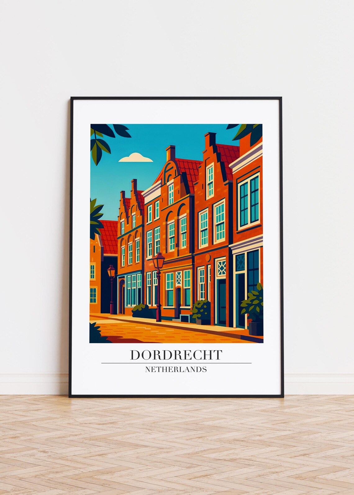 Dordrecht Netherlands City Skyline Travel Poster