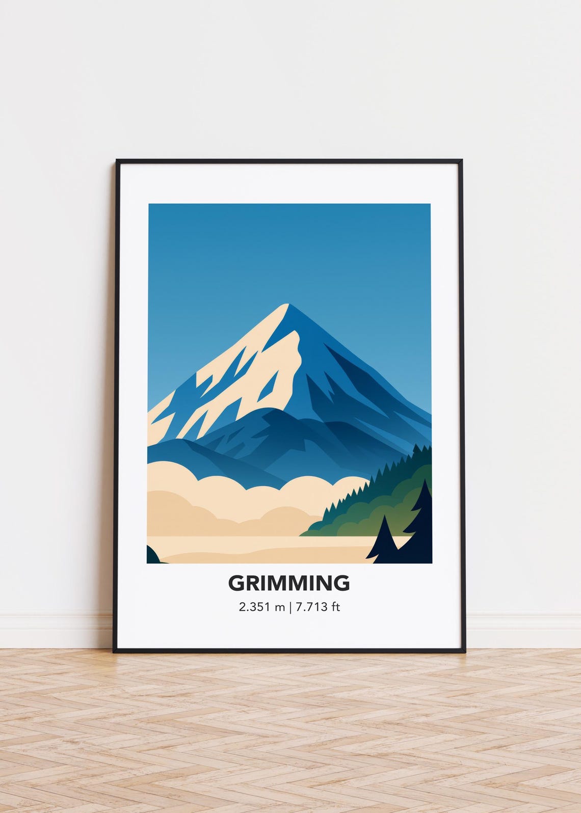 Grimming Mountain Print Modern Minimalist Art Poster