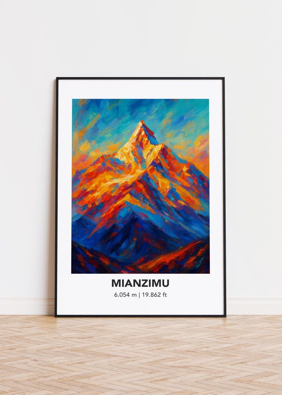 Mianzimu Poster Mountain Print Modern Oil Painting Style Art