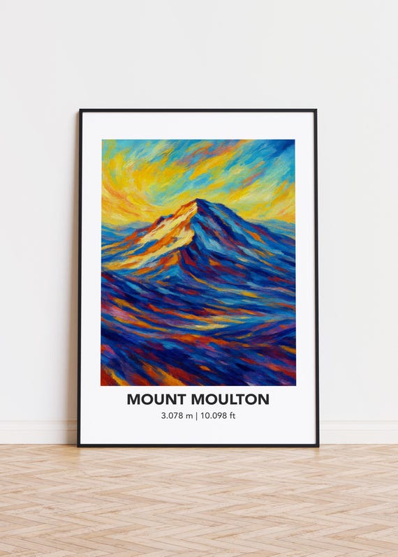 Mount Moulton Poster Modern Oil Painting Style Mountain Print