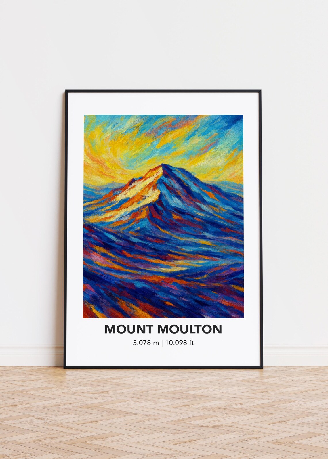 Mount Moulton Swirling Golden Sky Impressionist Peak Art Print