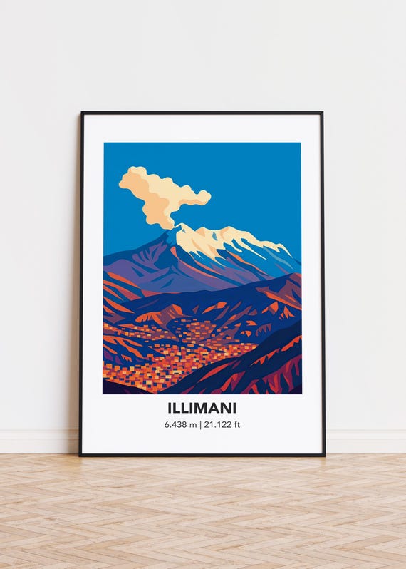 Illimani Mountain Art Print Modern Minimalist Poster