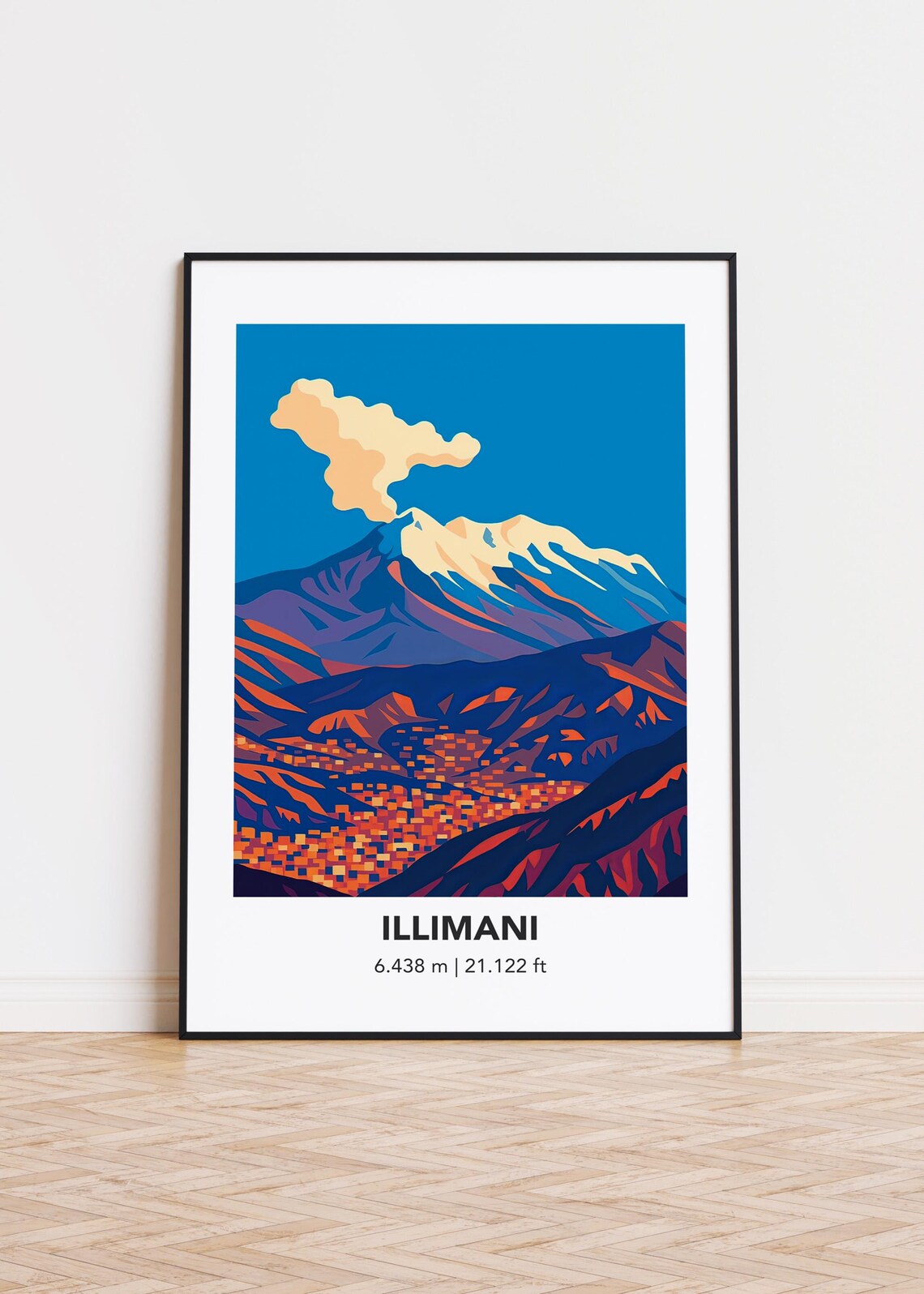 Illimani Mountain Art Print Modern Minimalist Poster