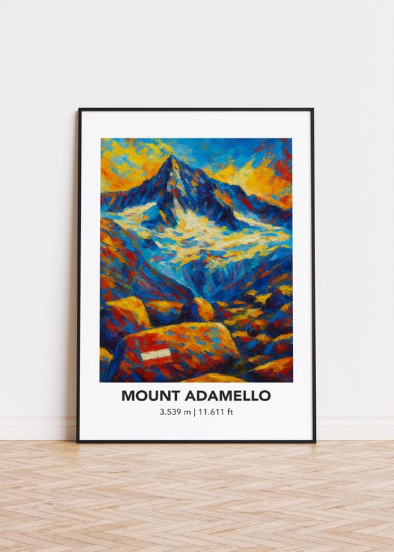 Mount Adamello Mountain Print Modern Oil Painting Style Poster