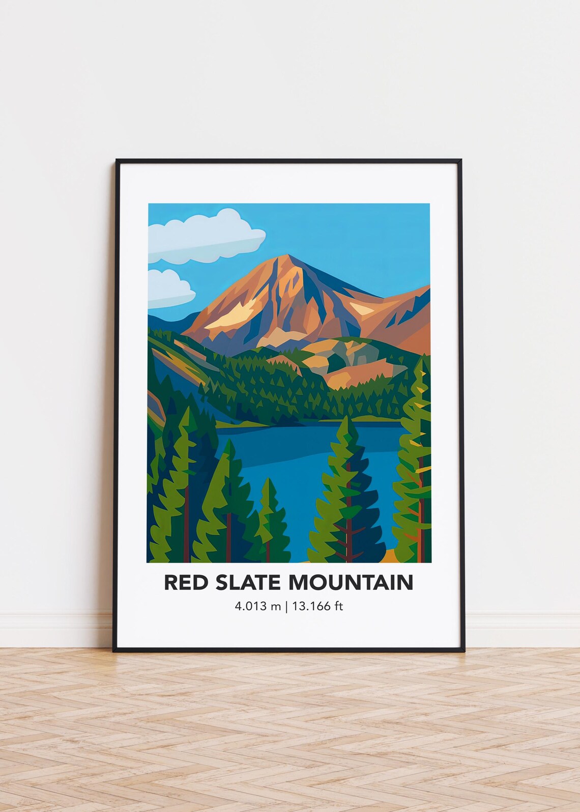 Red Slate Mountain Modern Minimalist Art Print