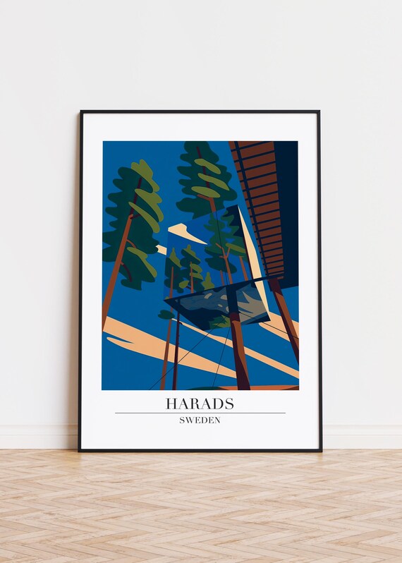 Harads Sweden Poster Modern Scandinavian Illustration Art
