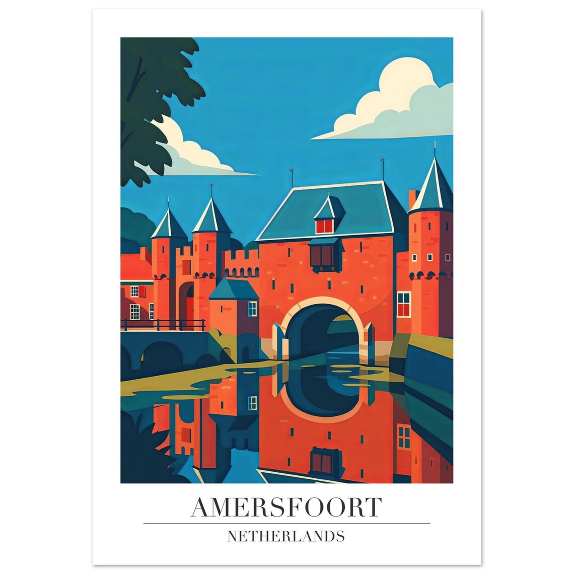 Amersfoort Travel Poster Print, Netherlands Illustration