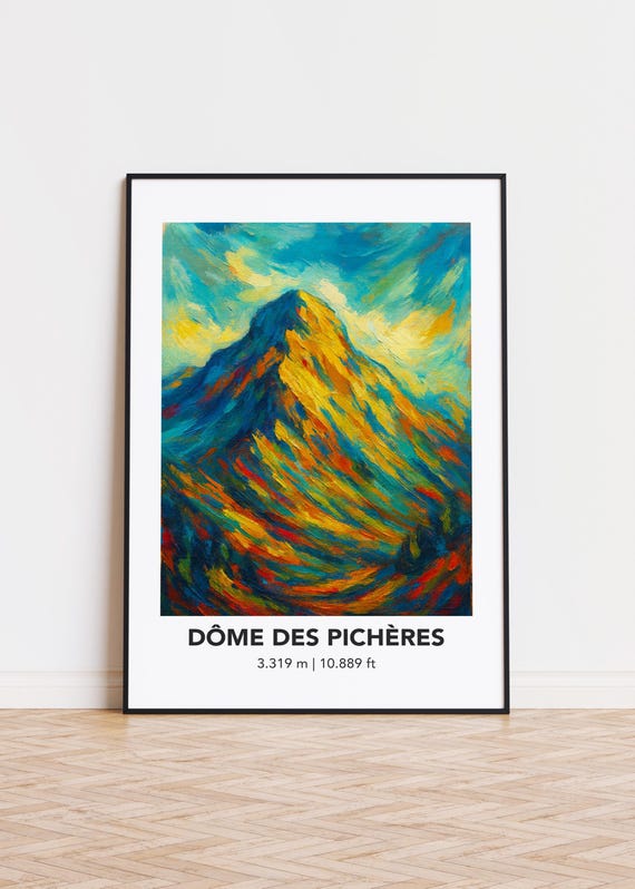 Dme Des Pichres Mountain Print Modern Oil Painting Style Poster