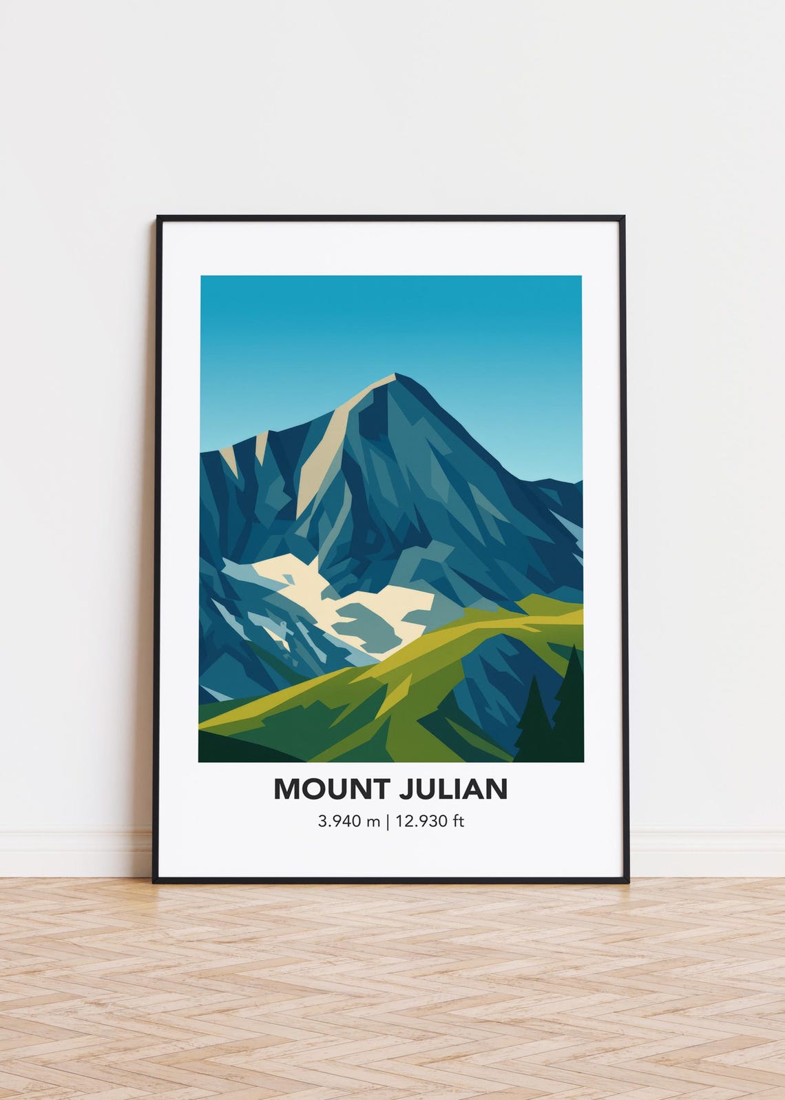 Mount Julian Art Print Minimalist Mountain Illustration