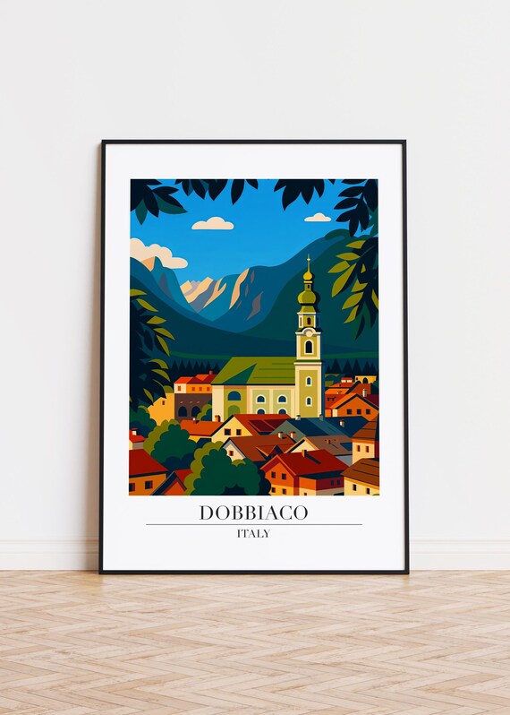 Dobbiaco Italy Modern City Illustration Poster
