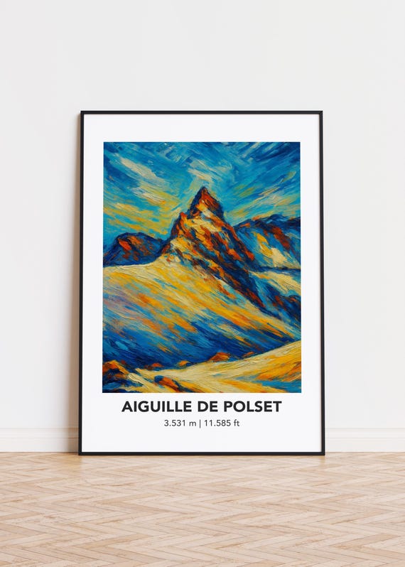 Aiguille De Polset Mountain Print Modern Oil Painting Style Art Poster