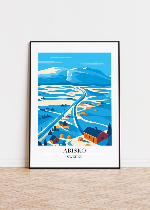 Abisko Sweden Poster Modern Scandinavian Illustration Art