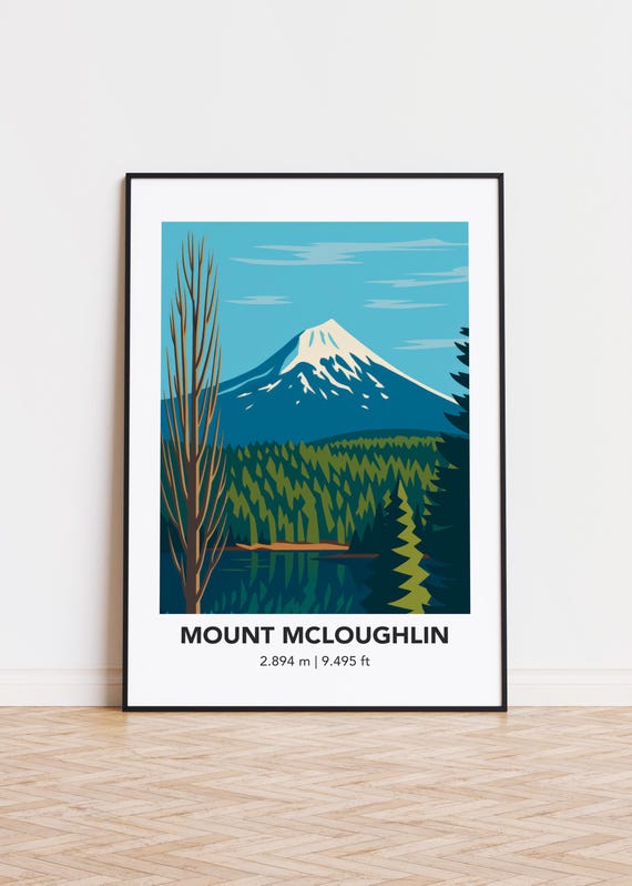 Mount Mcloughlin Print Minimalist Mountain Art Poster