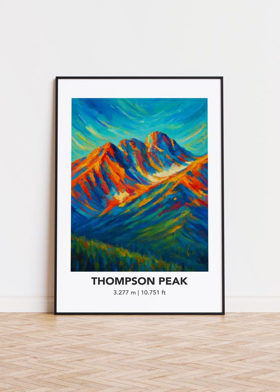 Thompson Peak Mountain Print Modern Oil Painting Style Poster