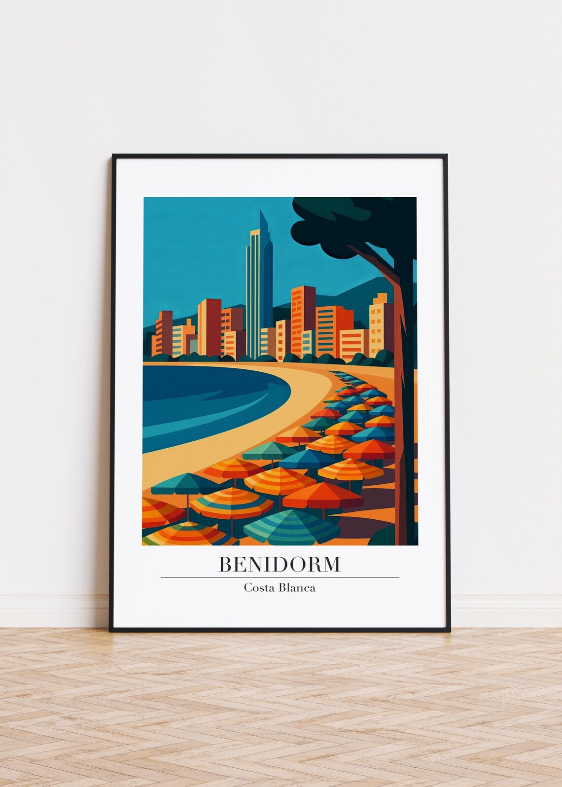 Benidorm Costa Blanca Spain Skyline Beach Vintage Travel Poster