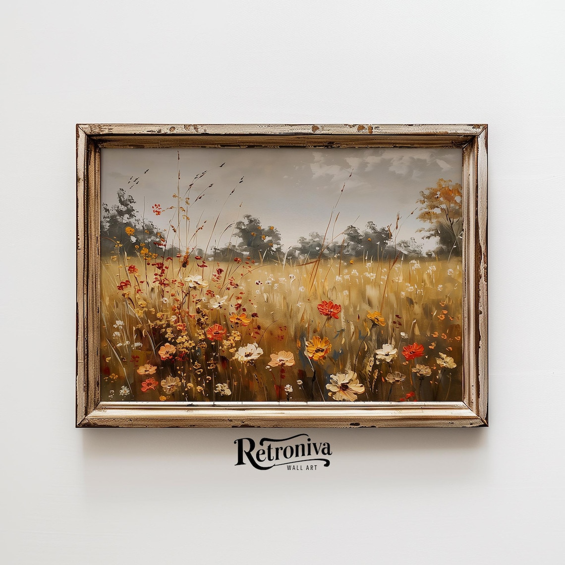Fall Wildflower Field Oil Painting, Vintage Landscape Art Print - Image 6