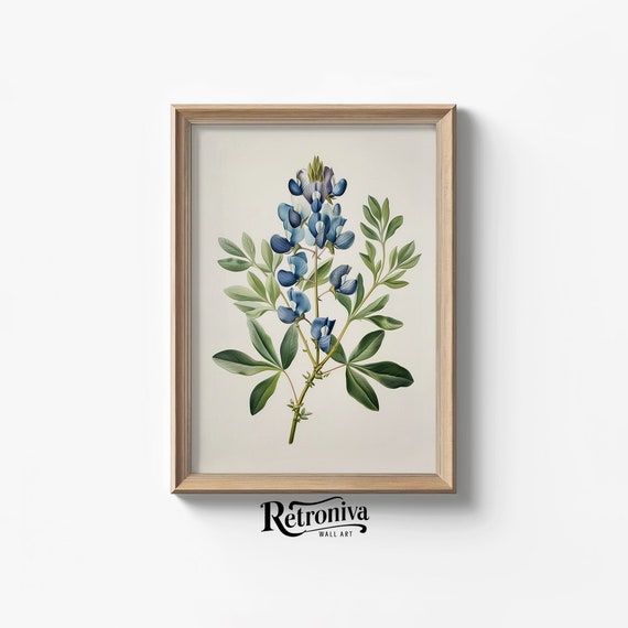 Blue Flower Vintage Botanical Print, Lupinus