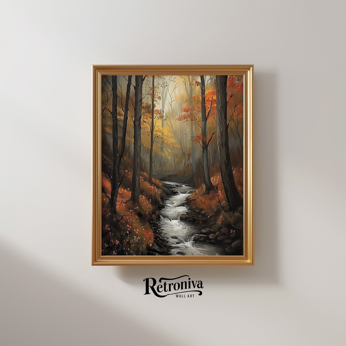 Moody Autumn Forest Landscape, Woodland Art Print - Image 2