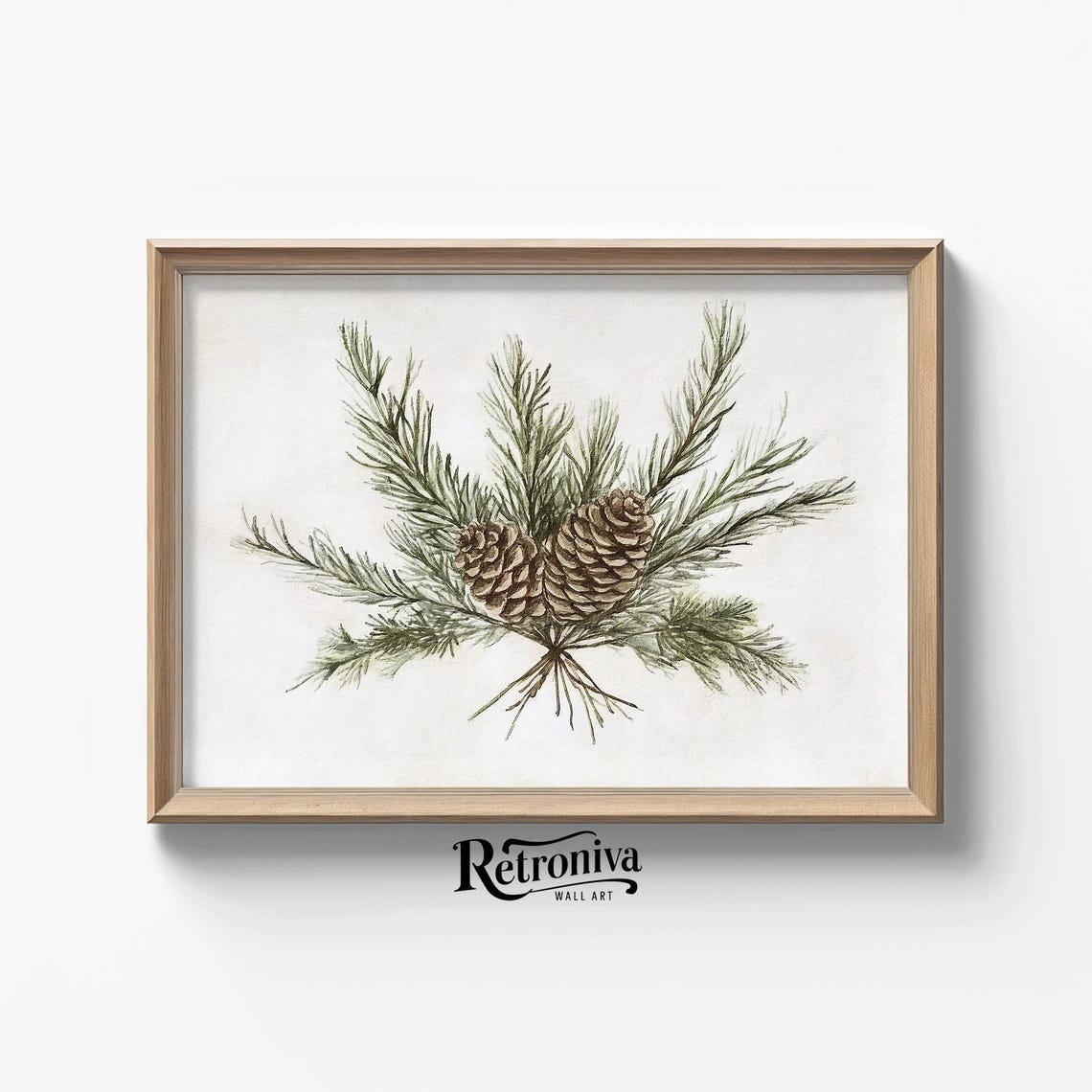 Winter Botanical Watercolor Of Pine Branches And Pinecones Poster
