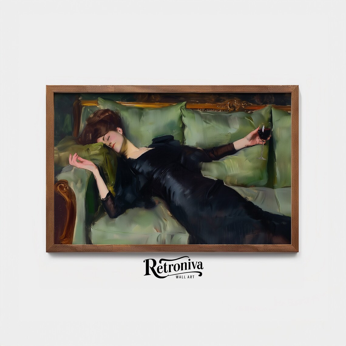 Tired Drunk Woman With Red Wine, Vintage Portrait Art Print - Image 2