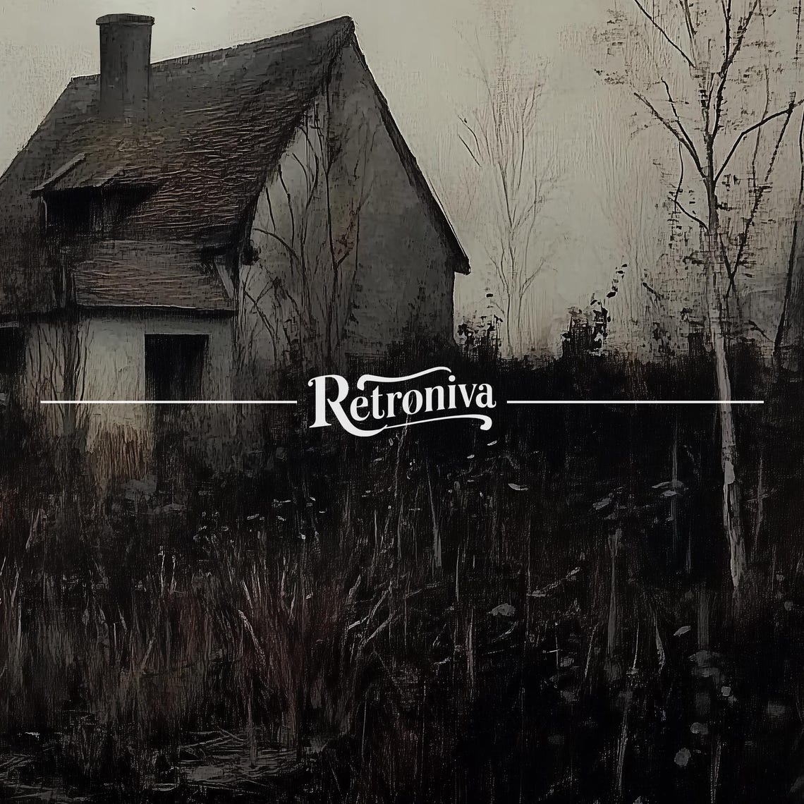 Abandoned Cottage at Night Moody Dark Countryside Painting Poster - Image 7