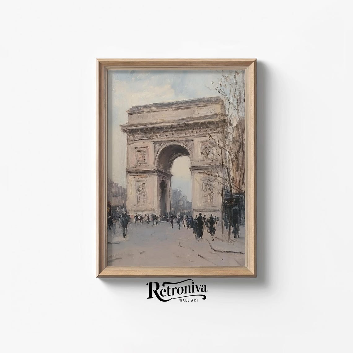 Arc De Triomphe Paris Vintage Impressionist Cityscape Painting Poster