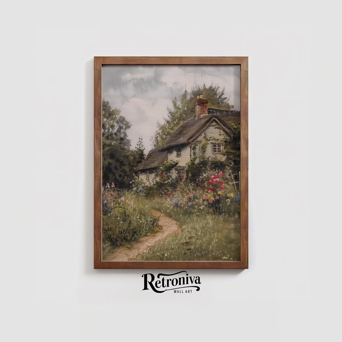 Vintage Cottage Summer Country Landscape Art Print - Image 3