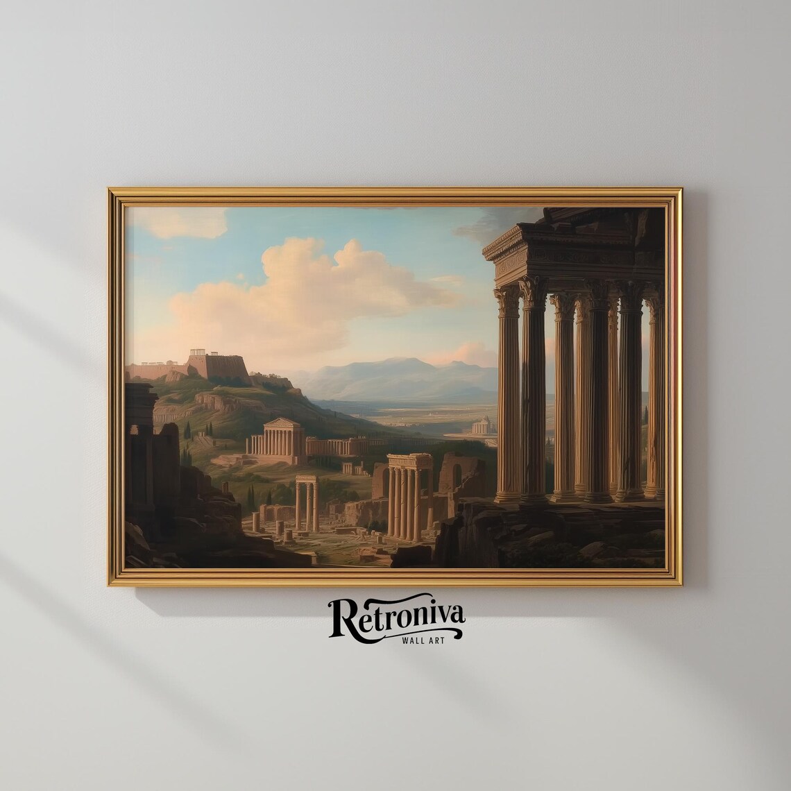 Ancient Athens Temple Columns Vintage Greek Cityscape Painting Poster - Image 2