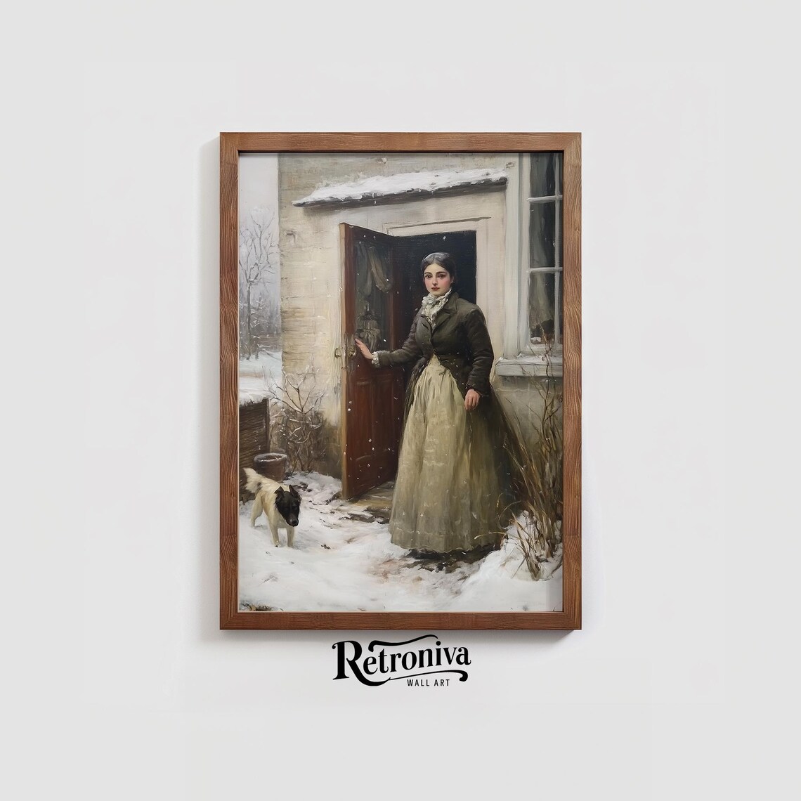 Vintage Victorian Woman With Dog Portrait Art Print - Image 3