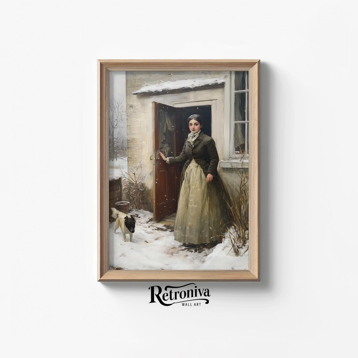 Vintage Victorian Woman With Dog Portrait Art Print