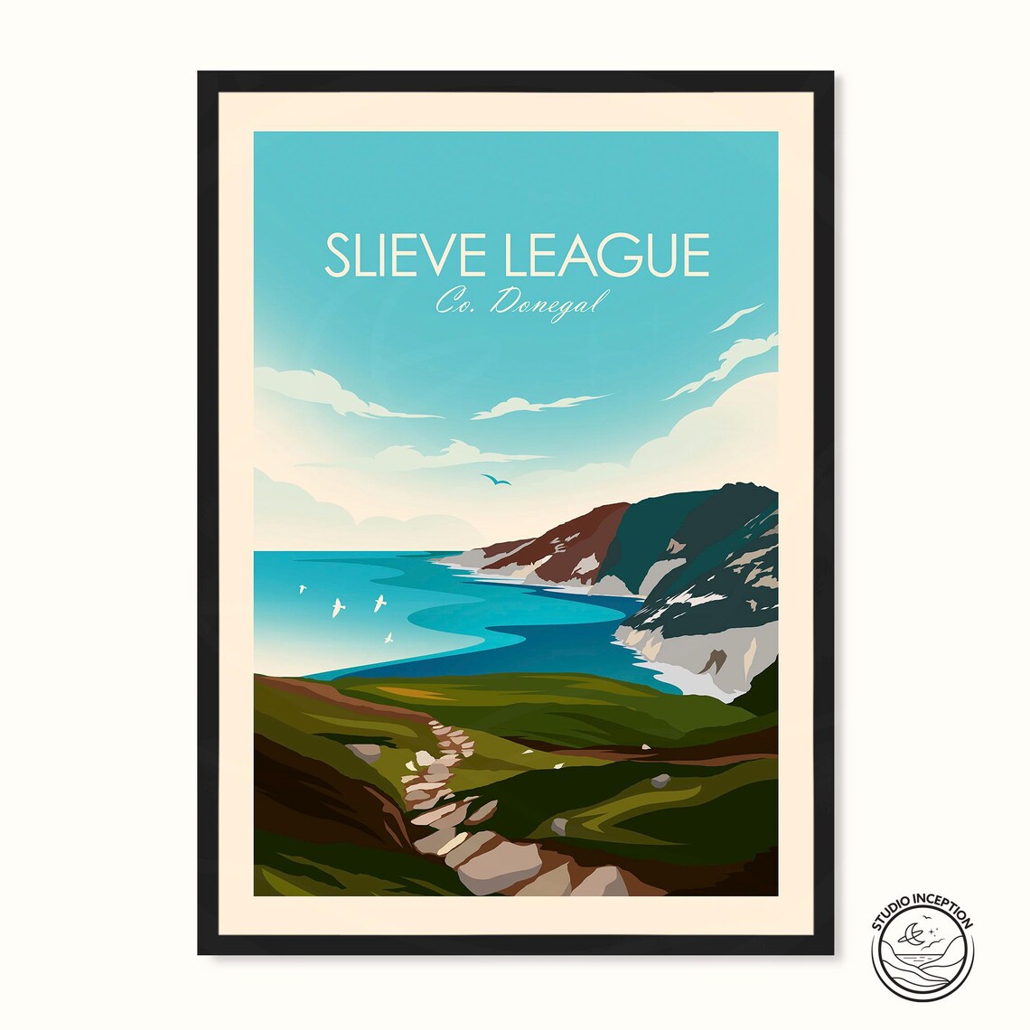 Sliabh Liag Travel Poster, Traditional Style