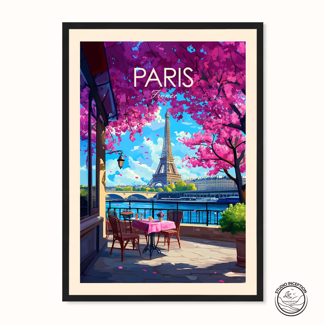 Paris Cafe Print, Eiffel Tower Travel Poster - Image 3