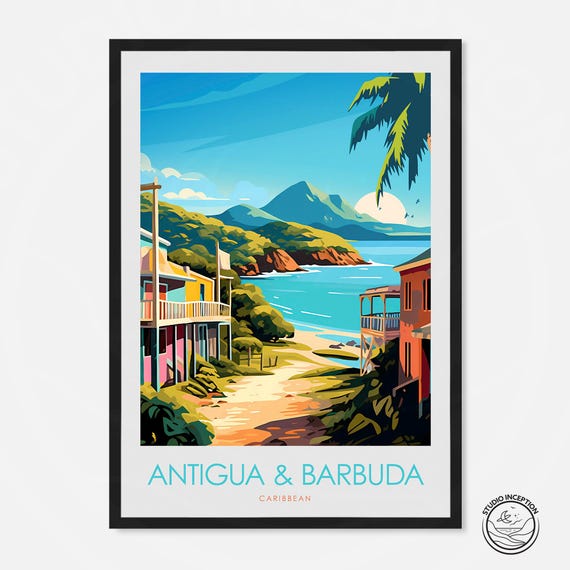 Antigua And Barbuda Print Caribbean Travel Poster Antigua And Barbuda Wall Art Travel Gift Home Dcor Wall Hanging Framed Prints