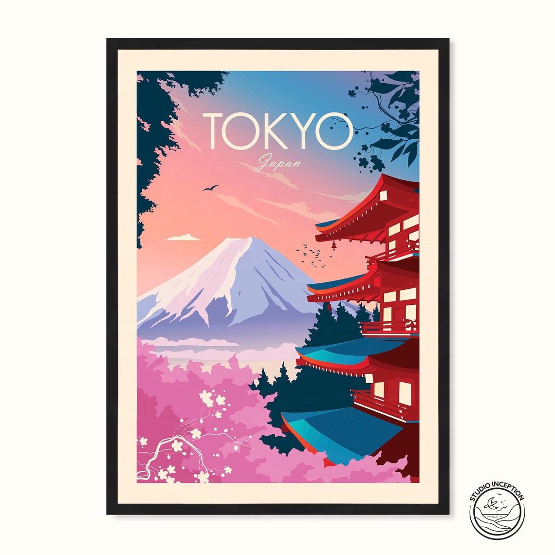 Tokyo Japan Travel Poster, Mount Fuji View