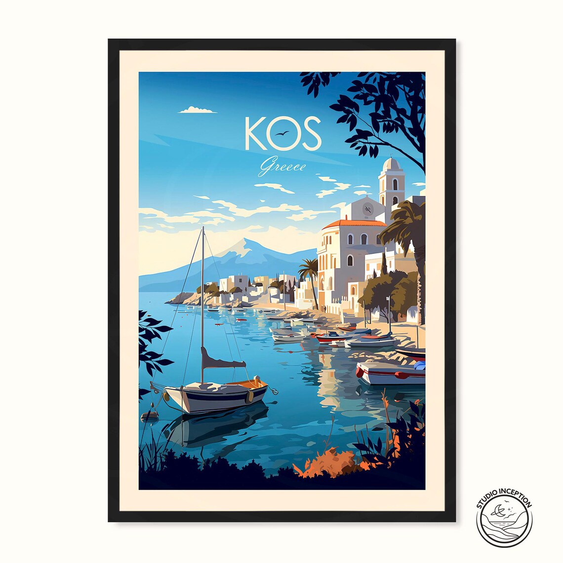 Kos Aegean Sea Travel Poster, Greece Place