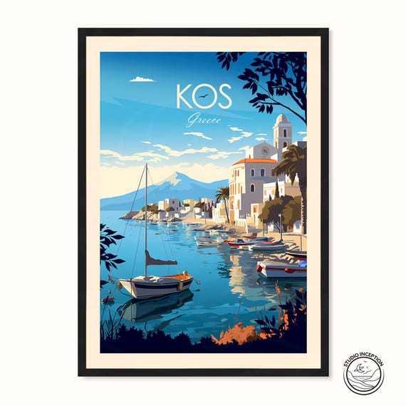 Kos Aegean Sea Travel Poster, Greece Place