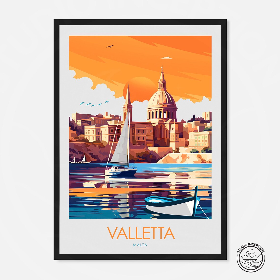 Malta Travel Poster, Valletta Place Print