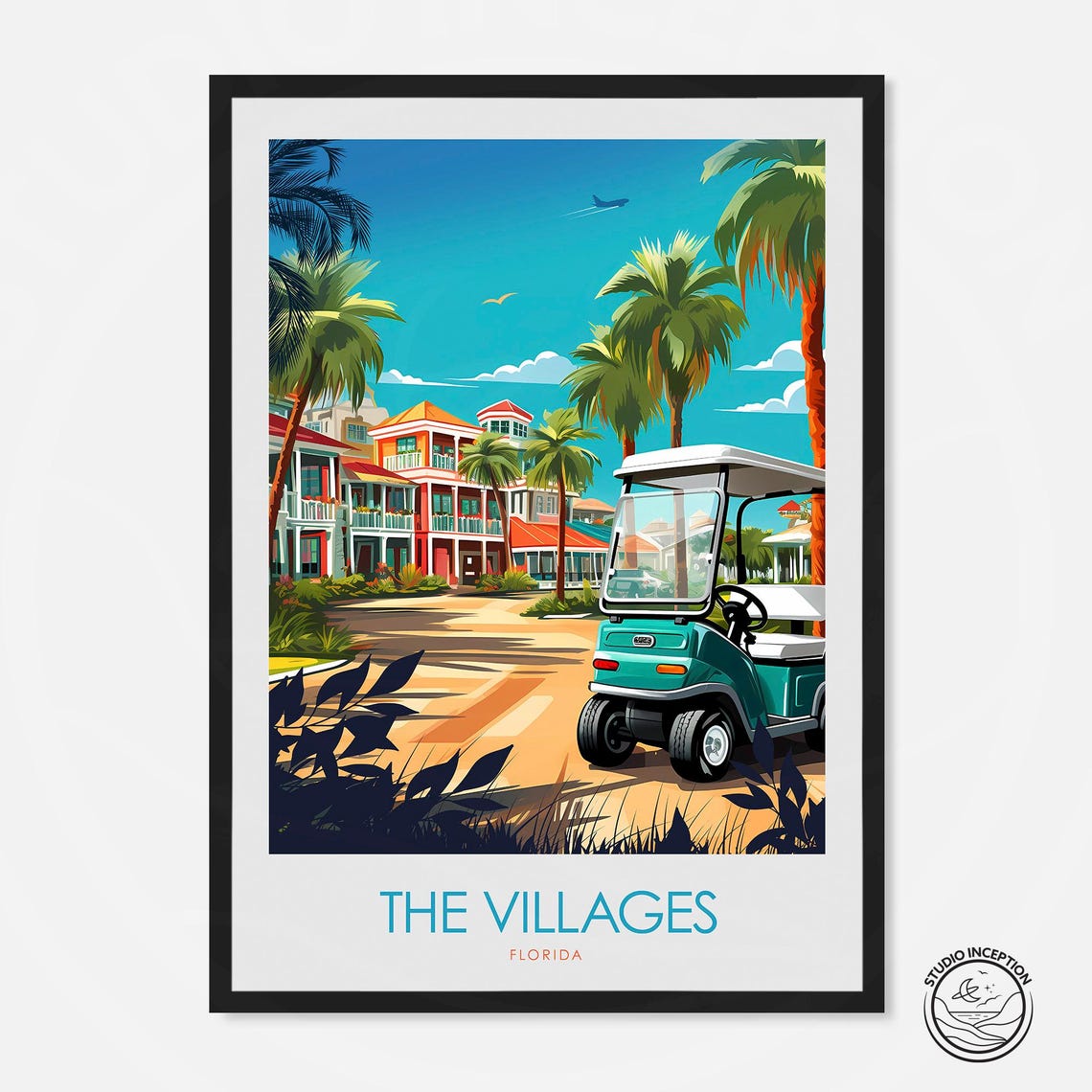 The Villages Minimal Travel Print Florida Poster United States Travel Art Gallery Wall Art Sumter And Marion Counties Lake County Art