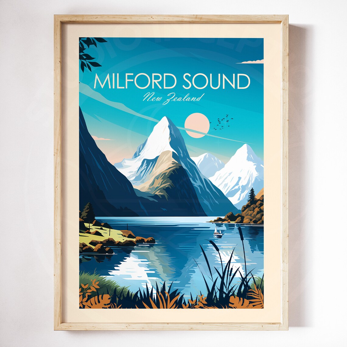 Milford Sound Travel Poster, New Zealand Wall Art - Image 3