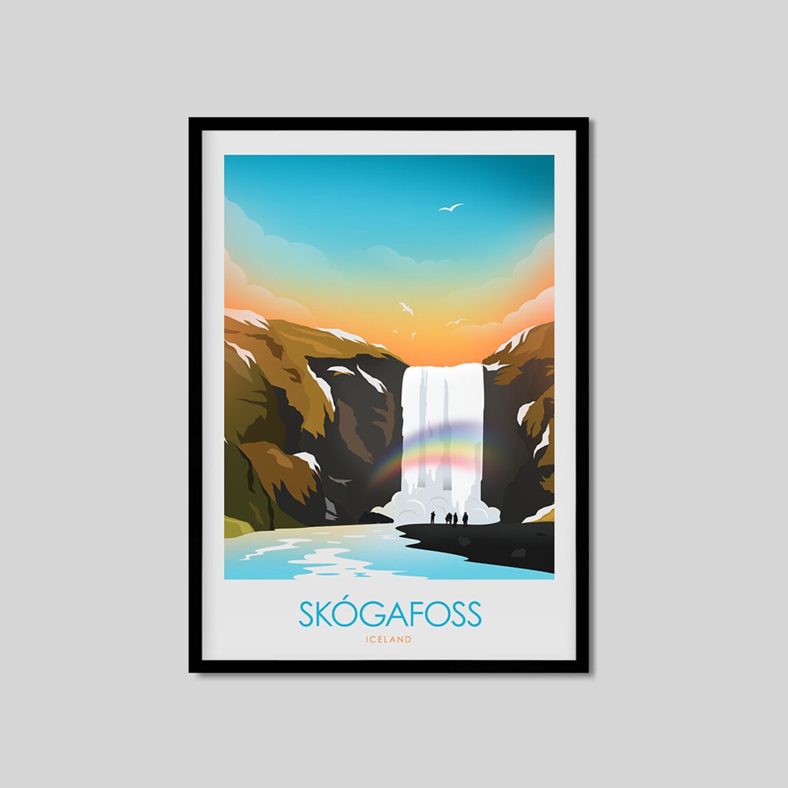 Iceland Travel Poster, Skogafoss and Blue Lagoon - Image 2