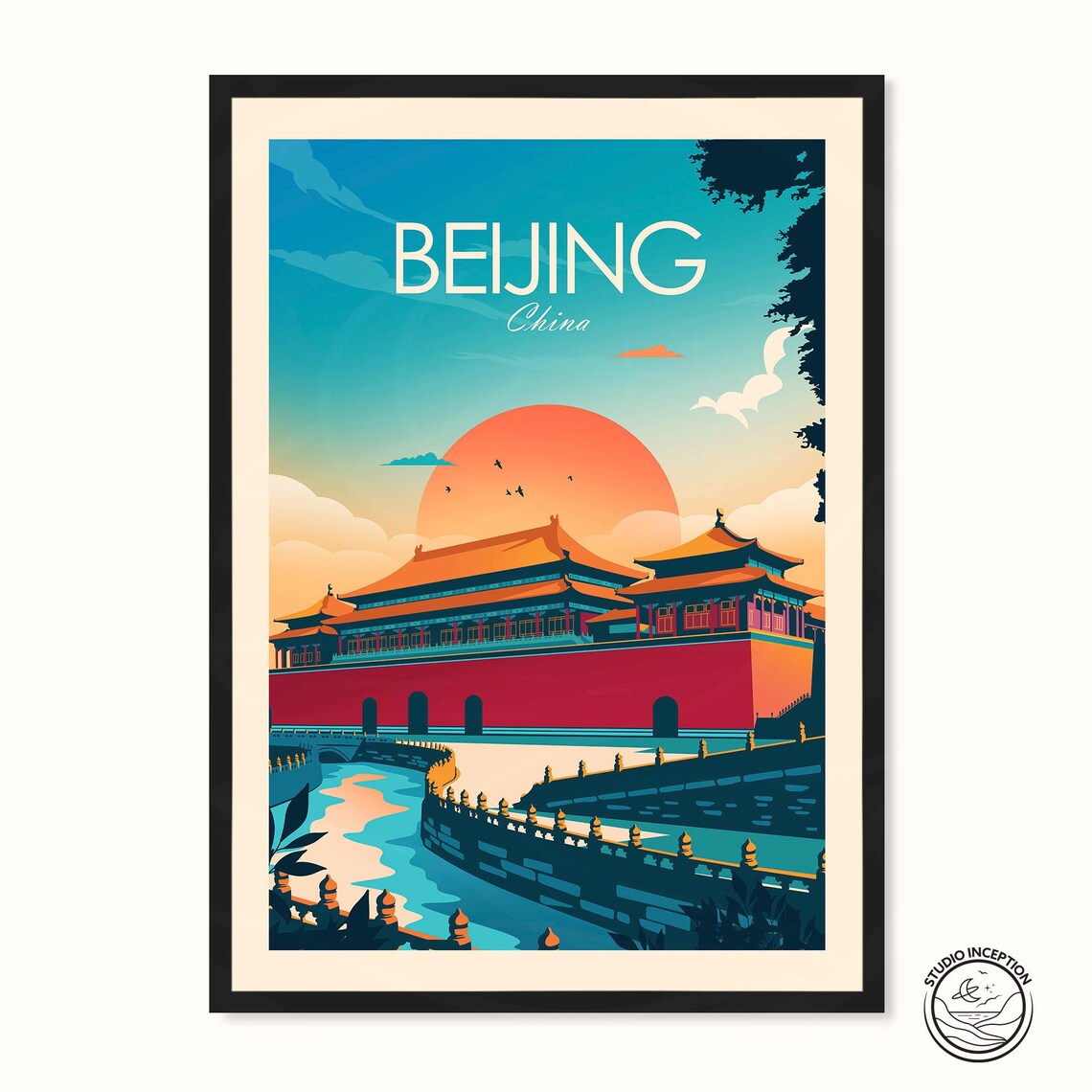 Beijing China Travel Poster, Forbidden City Art Print