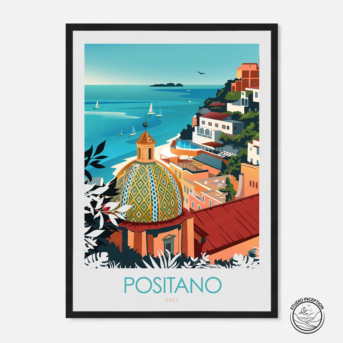 Positano Italy Travel Print Amalfi Coast Poster